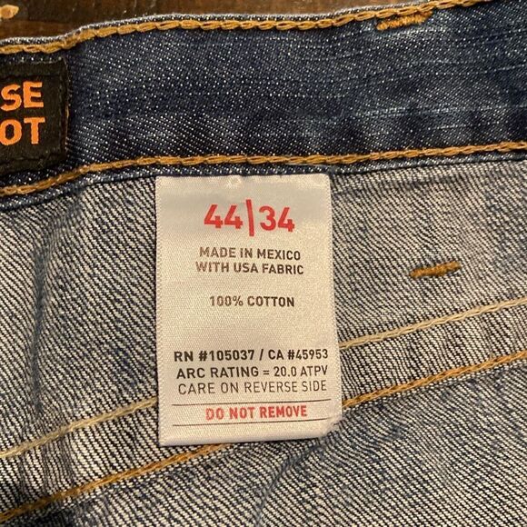 Men’s Ariat Work Cat 2 FR Low rise M4 Boot Denim Jeans size 44x34 - Picture 11 of 12